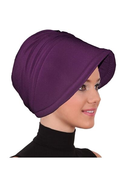elysianfidan Sandy Hat Purple Ready-Made Turban Hijab Pool Cap Suitable for M...
