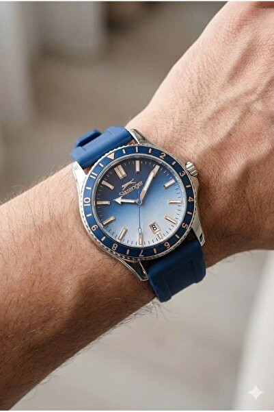 Slazenger Blue, Sports Men's Wristwatch 42mm, Blue Silicone Cord, with Calend...