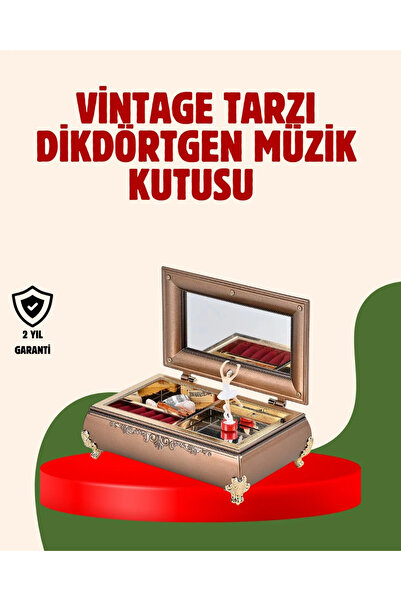 Fırsatkolik Piyano Şeklinde Balerinli Müzik Kutusu Takı Bölmeli Şık Model