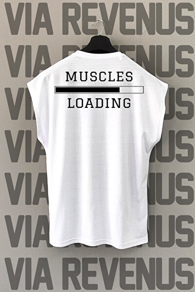 Vordevia Muscles Loading Back Printed Zero Sleeve 100% Cotton Sports Tshirt