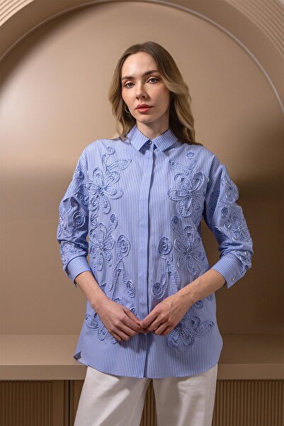 Moodbasic ΠΙΤΣΕΛΑΡΙΣΜΕΝΟ ΠΟΥΚΑΜΙΣΟ ΜΕ ΡΙΓΕΣ ΚΑΙ ΚΕΝΤΗΜΑ ΚΟΡΔΟΝΕ