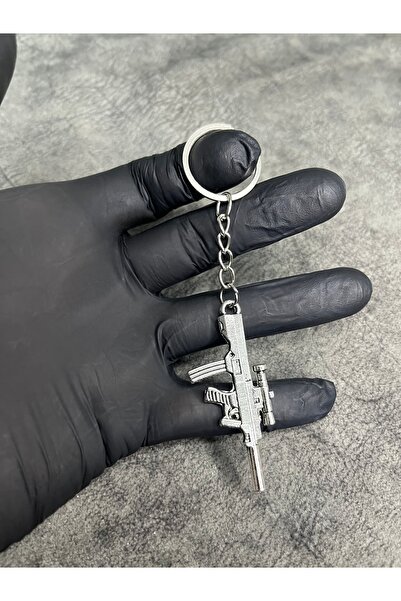 Mos Tespih 1 Breloc cu formă de pușcă mitralieră cu lunetă, culoare argintie