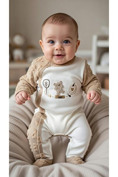 BİLGEN Style Baby Boy Bear Embroidered Jumpsuit