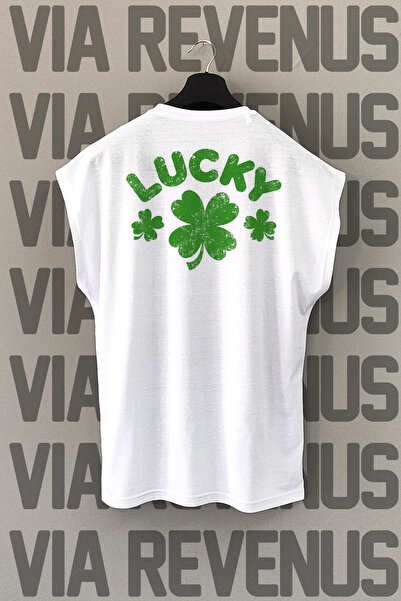 Vordevia Lucky Back Printed Zero Sleeve 100% Cotton Sports Tshirt