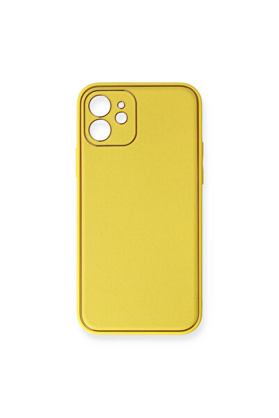 eco port جراب آيفون 12 غطاء سيليكون جلد كوكو - أصفر