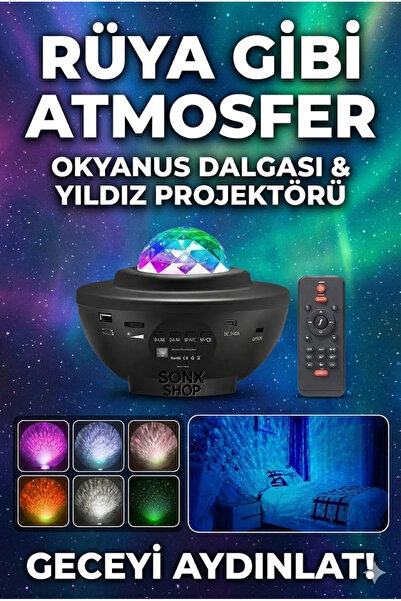 Genel Markalar Galaksi Yıldız Projektörü ve Bluetooth Hoparlör 10 Renk Modlu ...