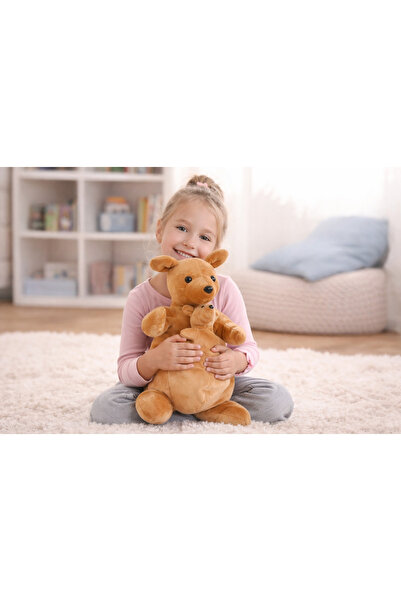 Cici Oyuncak 40 cm Peluş Kanguru Oyuncak Yumuşak Dokulu Anne ve Yavrulu Sevim...