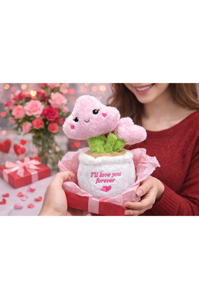 Cici Oyuncak Peluş Saksı Çiçek Oyuncak Yazılı Sevimli Peluş Masa Üstü Dekor &...