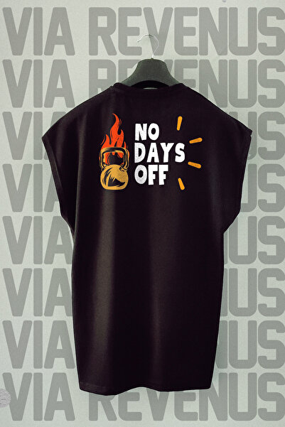 Vordevia No Days Off Back Printed Zero Sleeve 100% Cotton Sports Tshirt