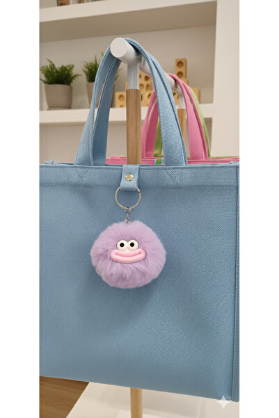Şirin Sevimli Gülen maymun Yüzlü Peluş Pompom Anahtarlık - Renkli Çanta Akses...
