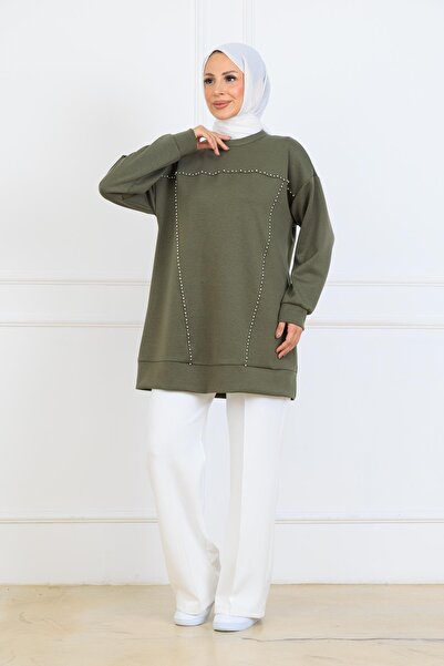 Mymood TUNICĂ DE SCUBA CU PERLE ARGINTII