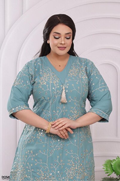 M&O 2 Linen jalabiya with sequin embroidery, Ramadan-themed designs