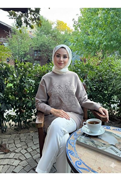 Moodbasic NAKIŞLI TAŞLANMIŞ TENCEL ÖRME TUNİK