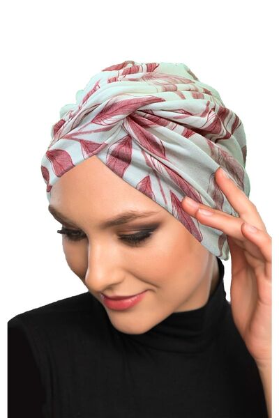 elysianfidan Patterned Cross-Cut Combed Cotton Cream-Burgundy Patterned Ready...