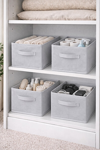 Teksev Ordena 4'Lü Gray Closet Organizer Foldable Organizer, Shelf Organizer,...