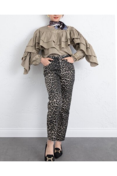 Modamorfo Flounce Sleeve Elastic Blouse - Mink