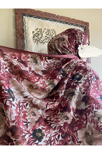 MAHZA DESIGN Vıntage Çiçek Bambu Kraş Şal Bordo