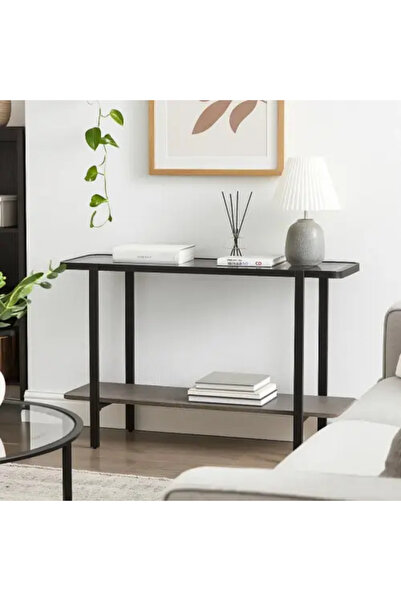 Palma homez Modern Console with Glass Top and Wooden Shelf