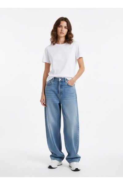 Ltb Κοντομάνικο μπλουζάκι με λαιμόκοψη ποδηλατικού τύπου, βασικό λευκό