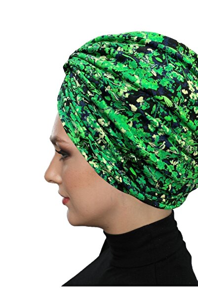 elysianfidan Patterned Cross-Cut Combed Cotton Green Navy Blue Floral Ready-M...