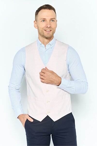 ASOS Design Men Skinny Checkered Wedding Waistcoat, Pink