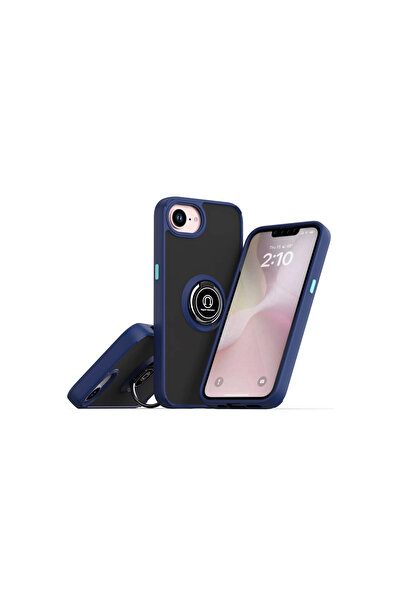 eco port iPhone 16E Case Montreal Silicone Cover with Ring - Navy Blue