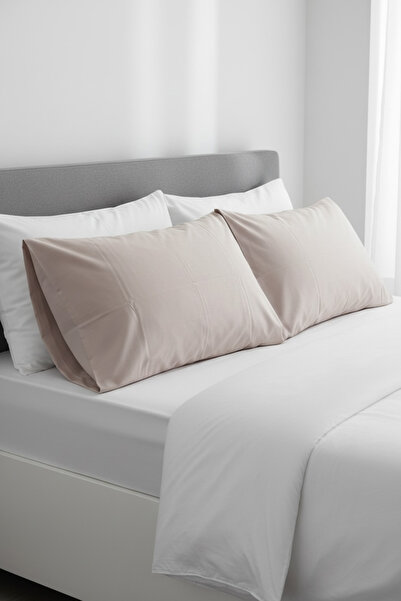 ŞENER HOME 100% Cotton Ranforce 2-Piece White Pillowcase with Cover 50X70 Cm.