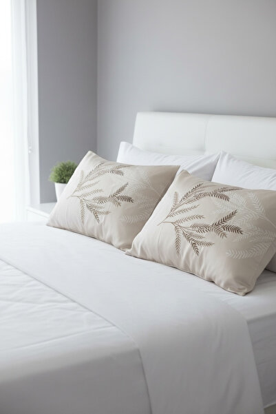 ŞENER HOME Clasy Cotton Satin 2 Piece Covered Light Blue Pillow Case 50X70 Cm.