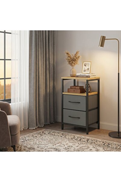 tridihome Çekmeceli Raflı Yan Sehpa Modern Salon ve Yatak Odası Komodini