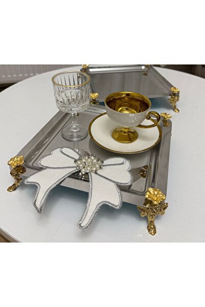 SEVA ÇELİK Stainless Steel 6 Piece Square Model Presentation Tray with Legs a...