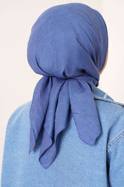 Madame Polo Mp Bambu Kraş Eşarp - Indigo – Self-Pressing, No Ironing Required |   100X100 cm