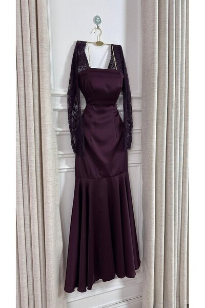 Special-DIARA A rich purple evening dress that combines the luxury of soft satin