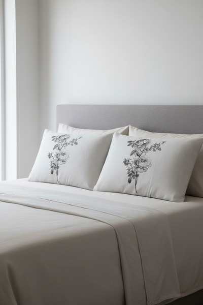 ŞENER HOME Clasy Cotton Satin 2 Piece Covered Light Blue Pillow Case 50X70 Cm.