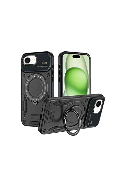 eco port غطاء حماية لآيفون 16e مع حامل عدسة - أسود