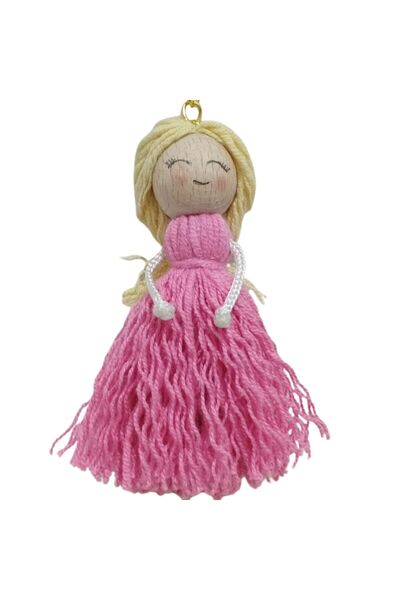 Crystal Coza Handmade Baby Keychain, Macrame Keychain with Sweet Girl Figure, Gift