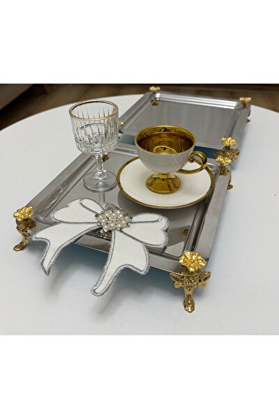 SEVA ÇELİK Stainless Steel 3 Piece Square Model Japanese Rose Presentation Tr...