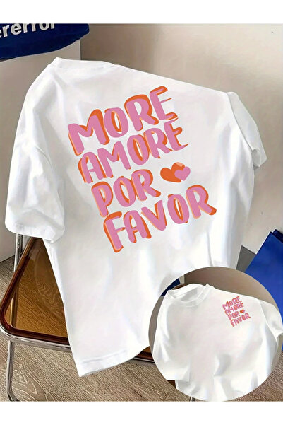 ALEYZA MODA Τυπωμένο Oversize Γυναικείο/Ανδρικό Unisex Λευκό T-shirt