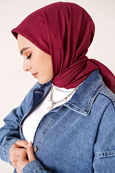 Madame Polo Mp Bambu Kraş Eşarp - Burgundy – Self-Creasing, No Ironing Requir...