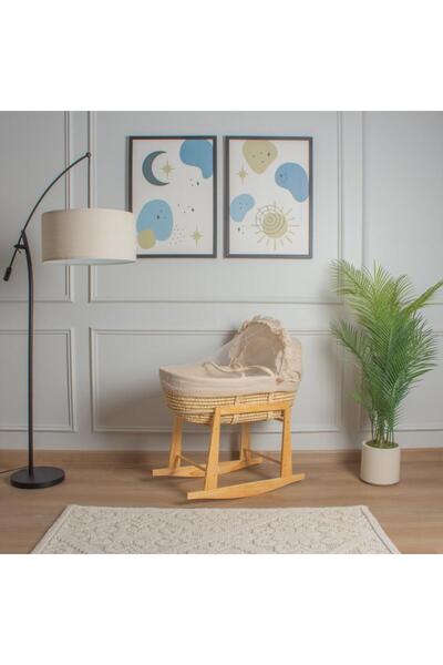 My Baby Moses basket, straw with a beige linen cover