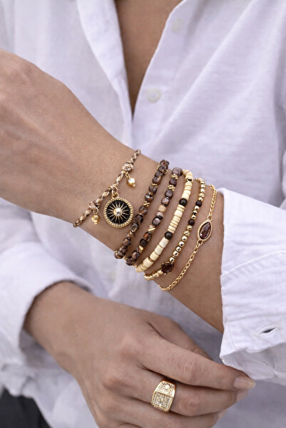 NevoAccessory Güneş Detaylı Kahverengi İpli Ayarlanabilir Kadın Bileklik – Mi...