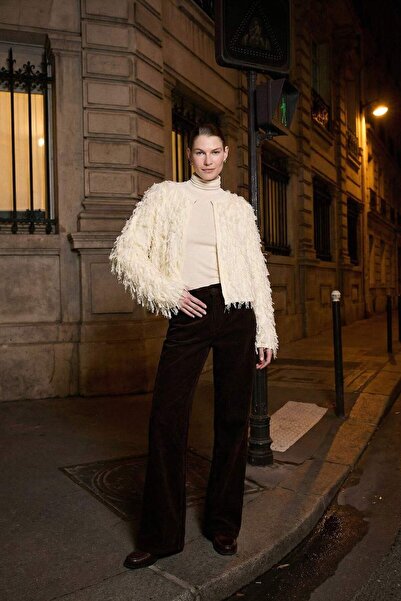 DeFacto Wide Leg Double Pocket High Waist Wide Leg Velvet Trousers G3290Ax25Au