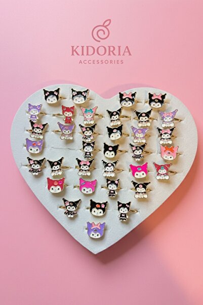 Kidoria Kuromi Figürlü 3'lü Sürpriz Karma Paket Çocuk Yüzük Seti
