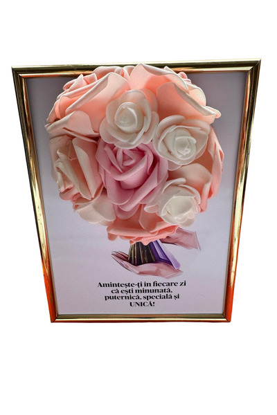 CrisPrint Ramă decorativă cu flori 3D și mesaj motivațional – cadou elegant c...