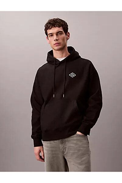 Calvin Klein Men's Regular Fit Hooded Collar Long Sleeve Black Sweatshirt Lv1...