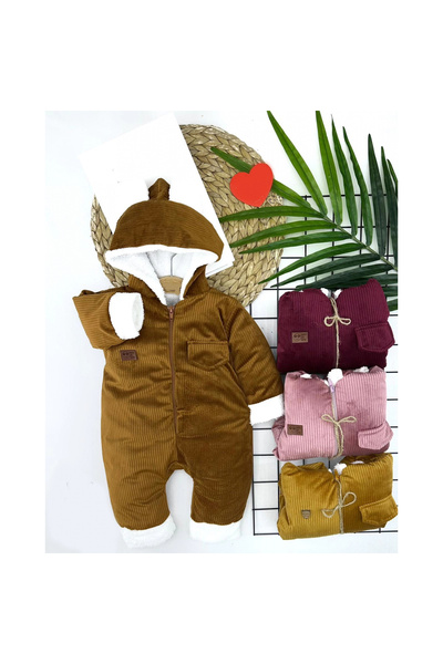 Narnuga Mi̇rayli̇fe 3-6-9-12 Months Zipper Closure Velvet Fabric Baby Girl an...