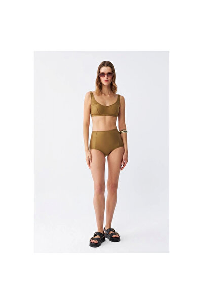 Narnuga Mi̇ray- Women's Basic Mustard Padded High Waist Bikini Set
