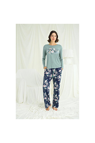 Narnuga Flower and Leaf Pattern Printed Pajama Set