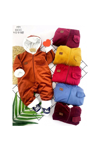 Narnuga Mi̇rayli̇fe 3-6-9-12 Months Zipper Closure Velvet Fabric Baby Girl an...