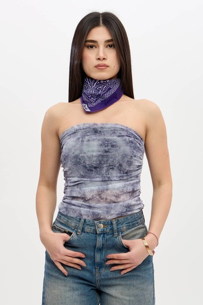 subr Purple Batik Strapless Crop
