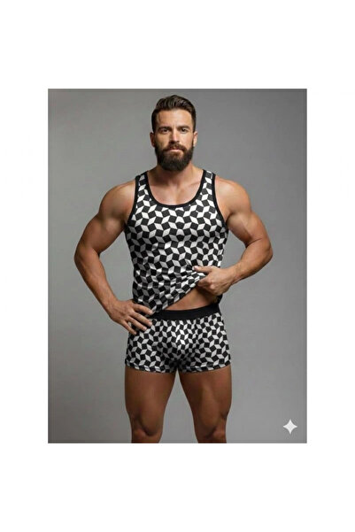 Narnuga Mi̇raxx Men's Patterned Tank Top Boxer Set